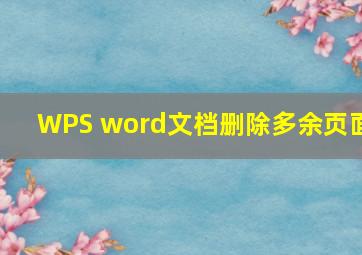 WPS word文档删除多余页面